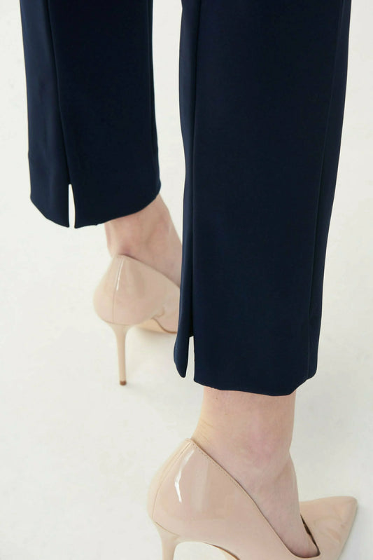 Straight Slim Blue Trousers with Slit on the Back 143105