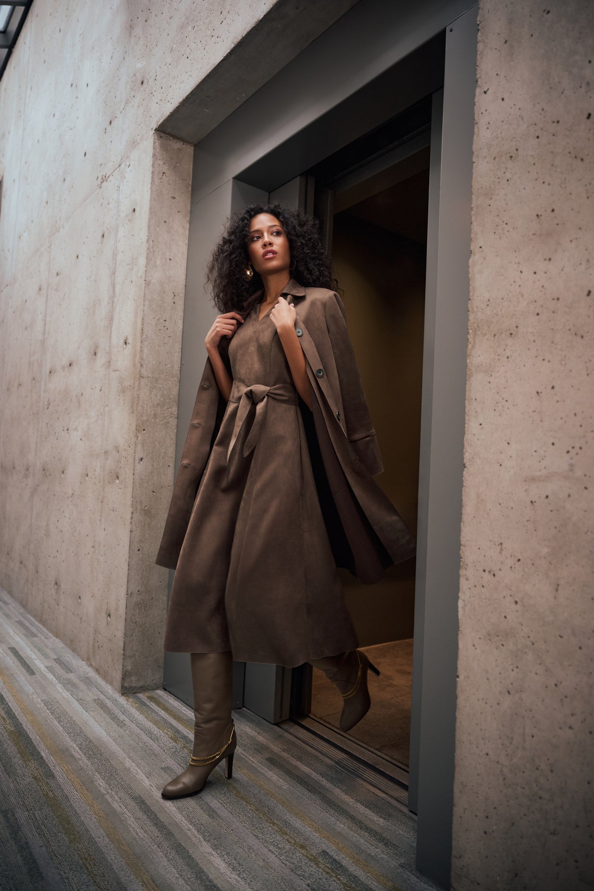 Brown Suedette Dress 263105