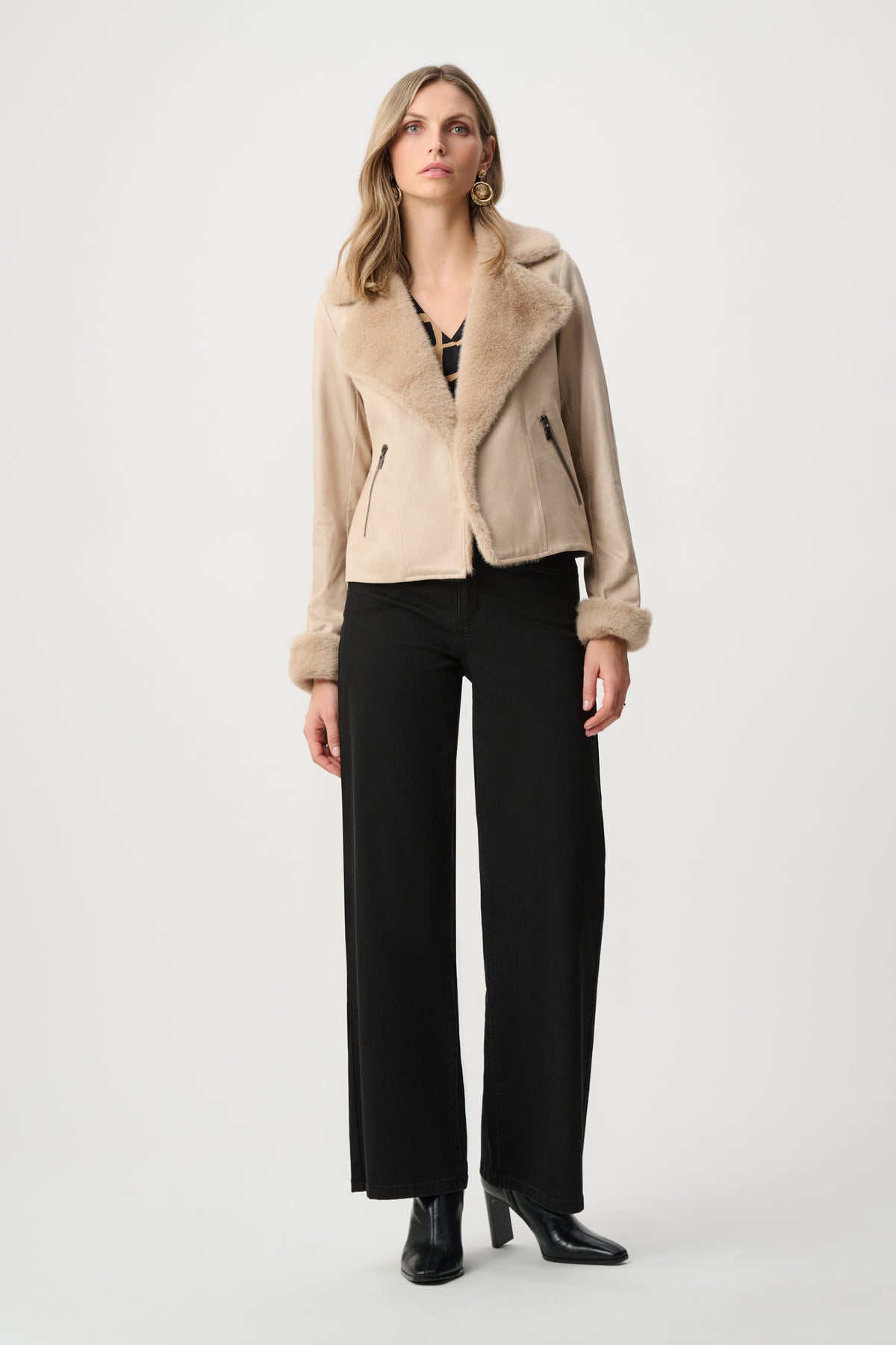 Cream Faux Fur Collar Jacket 263909
