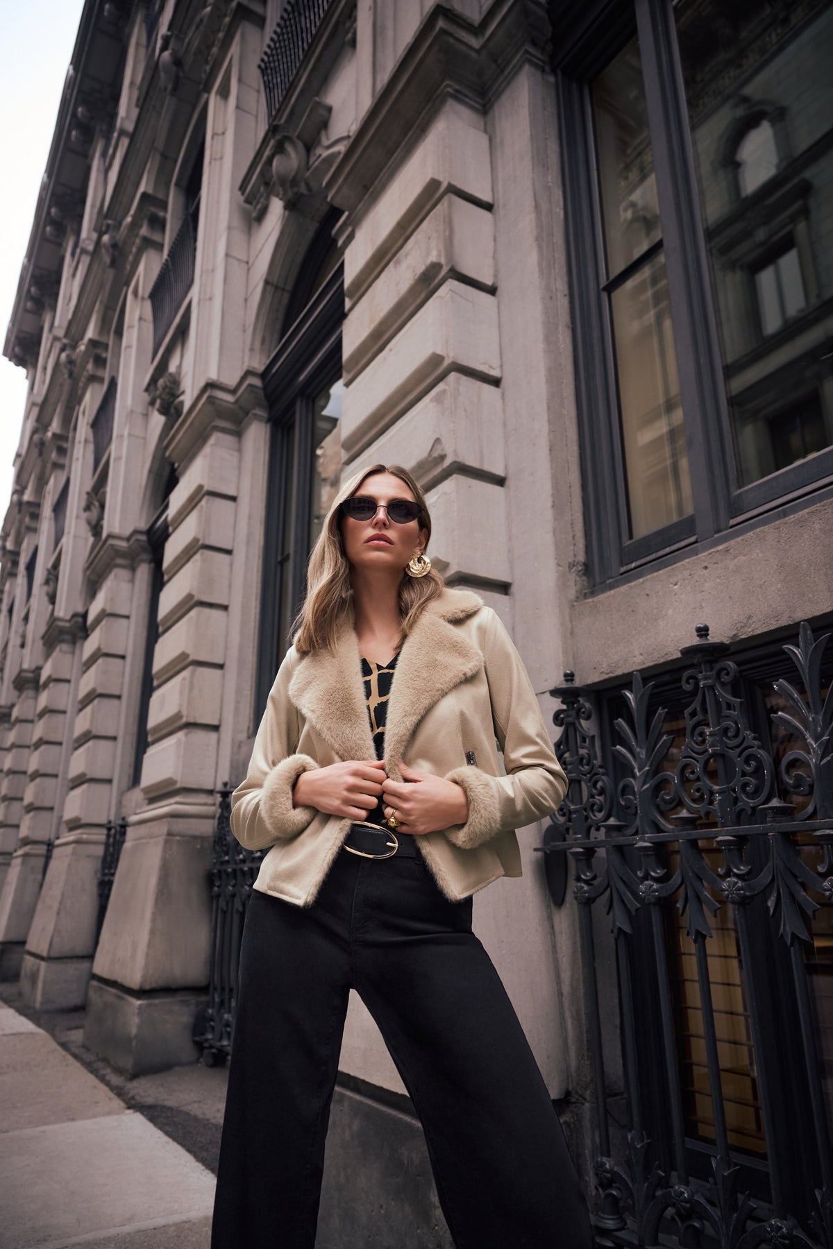 Cream Faux Fur Collar Jacket 263909