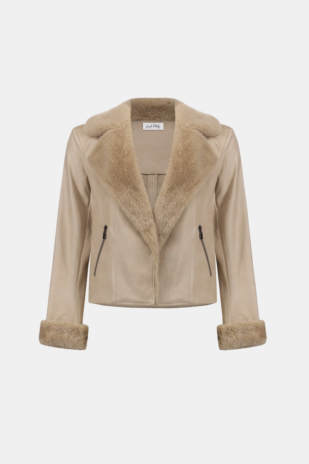 Cream Faux Fur Collar Jacket 263909