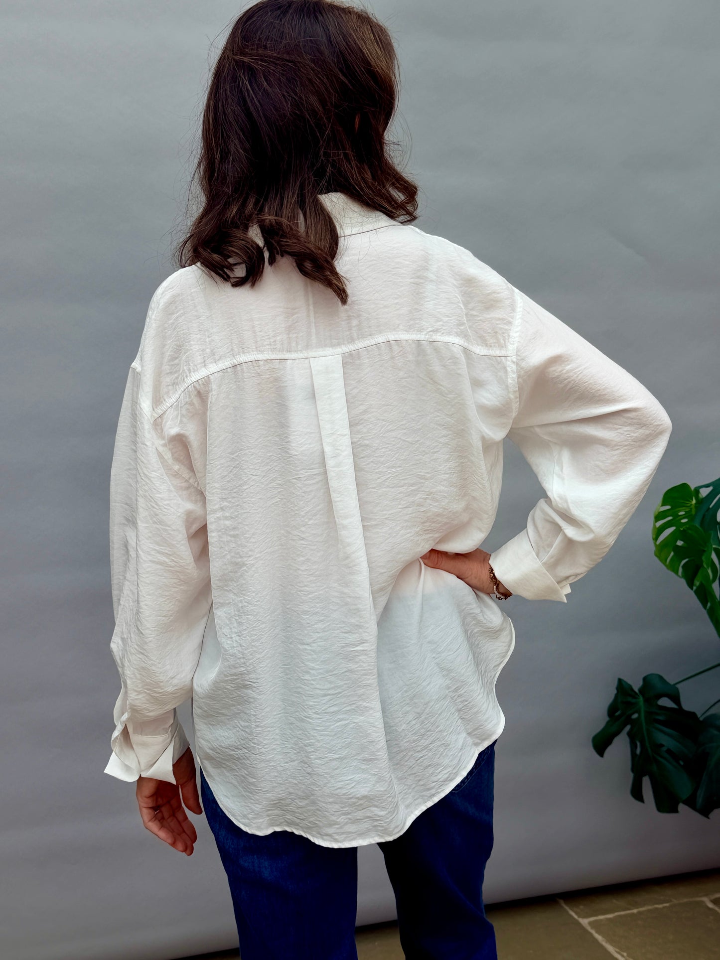 White Woven Button Shirt