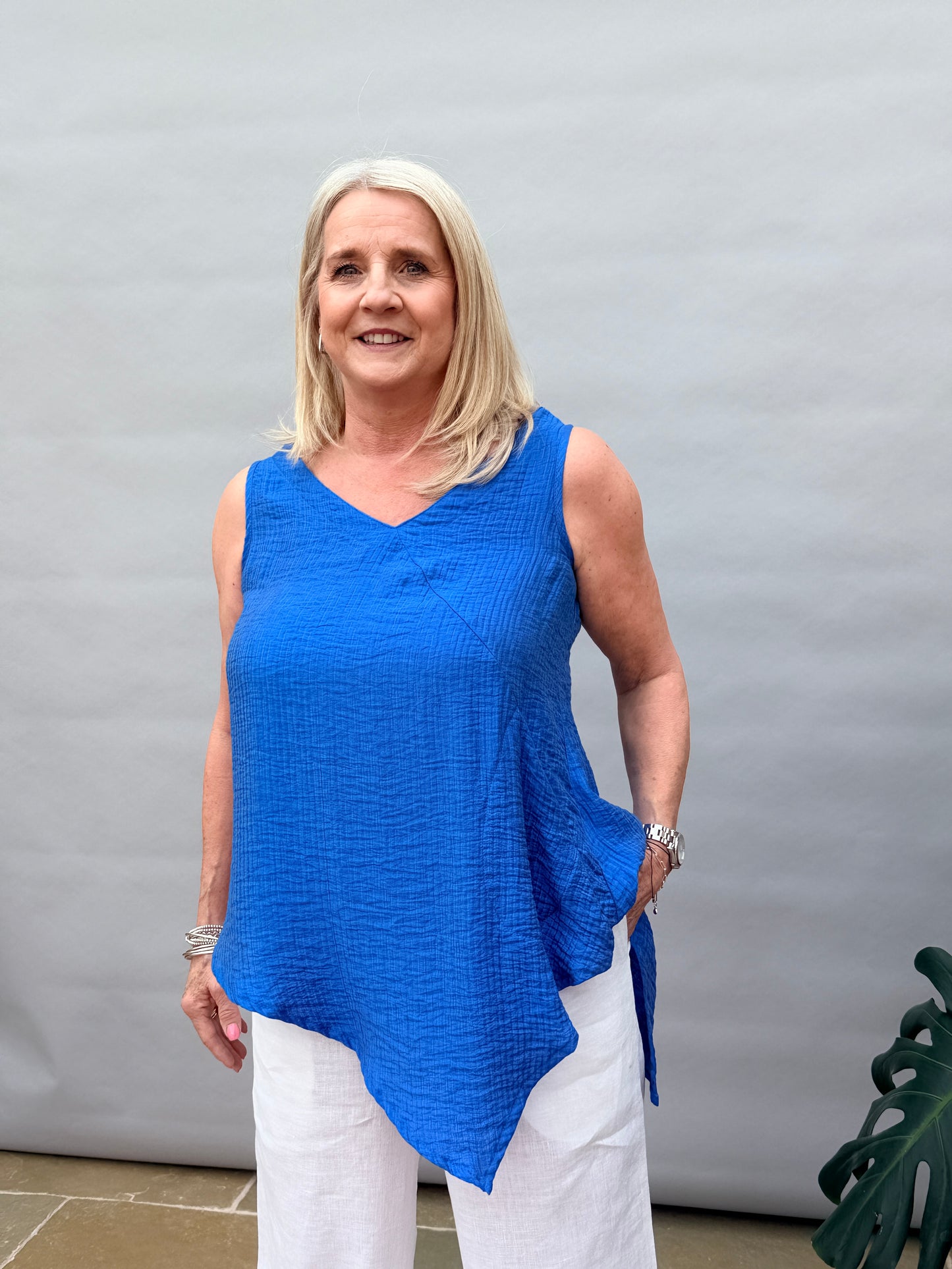 Cobalt Blue Asymetric Top