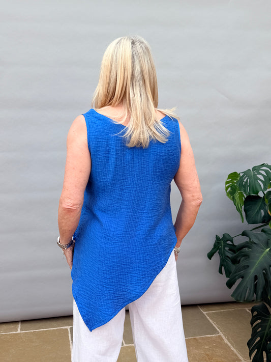 Cobalt Blue Asymetric Top