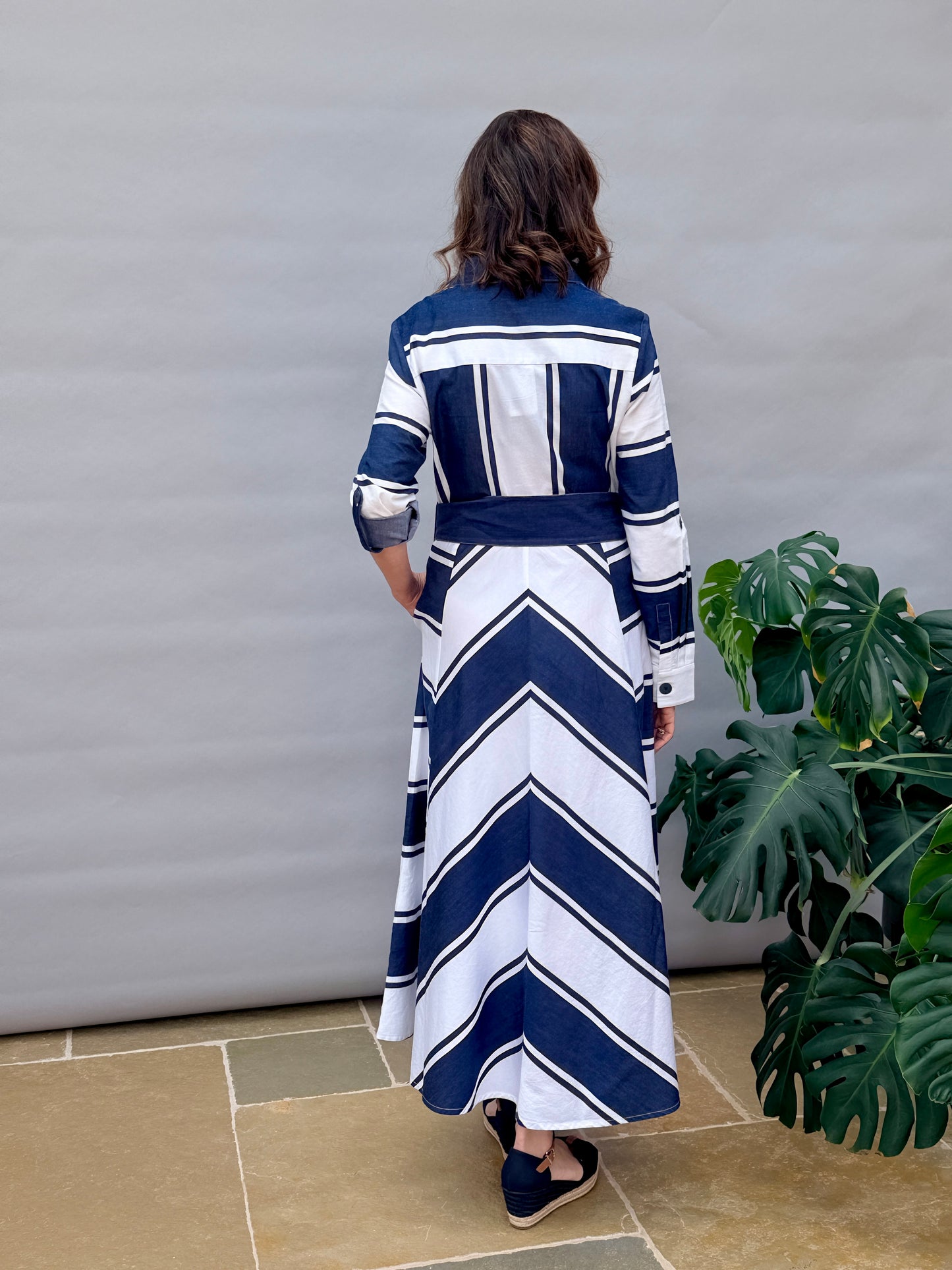 Shirt Dress Navy &White 261936