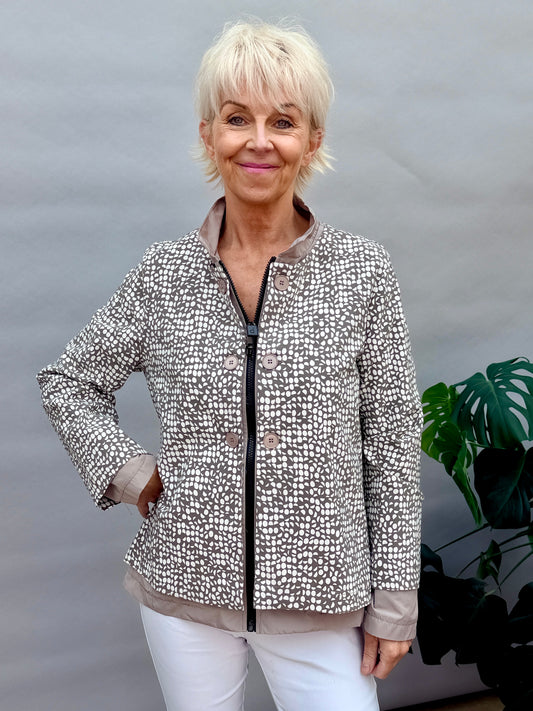 Taupe Print Double Jacket