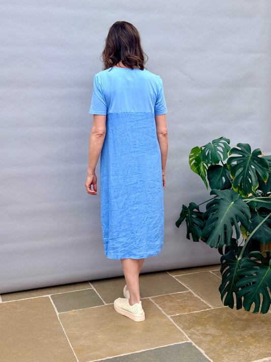 Baby Blue Jersey Front Panel Dress
