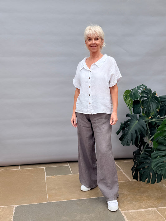 Serenna White Linen Boxy Shirt