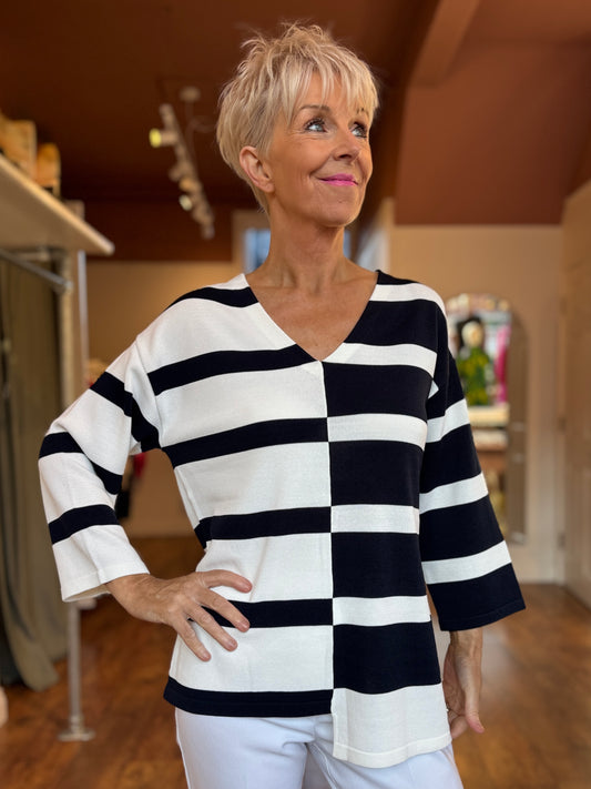 Navy Blue White Knit 251914