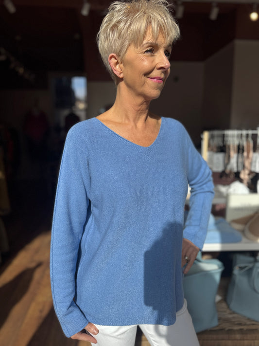 Sky Blue V Neck Knit