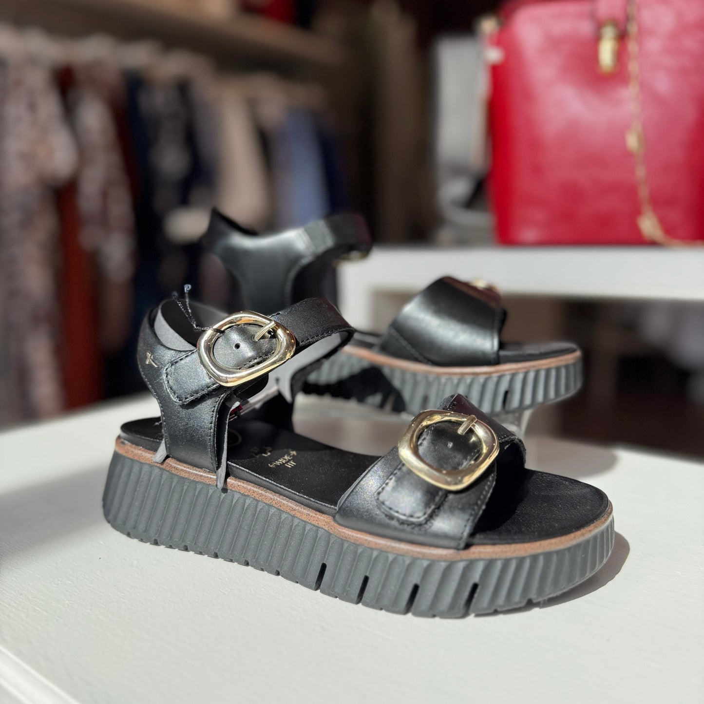 Black Gold Buckle Sandal