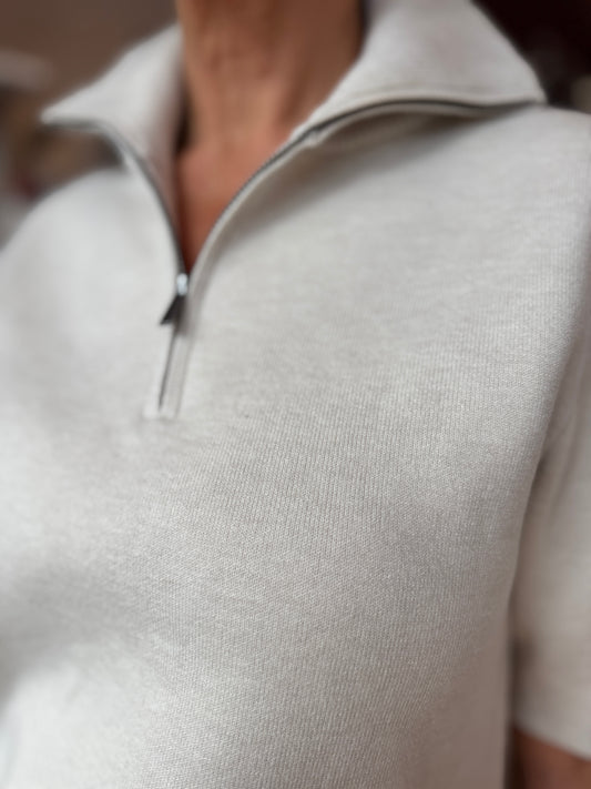 Chalk White Short Sleeve Sweater