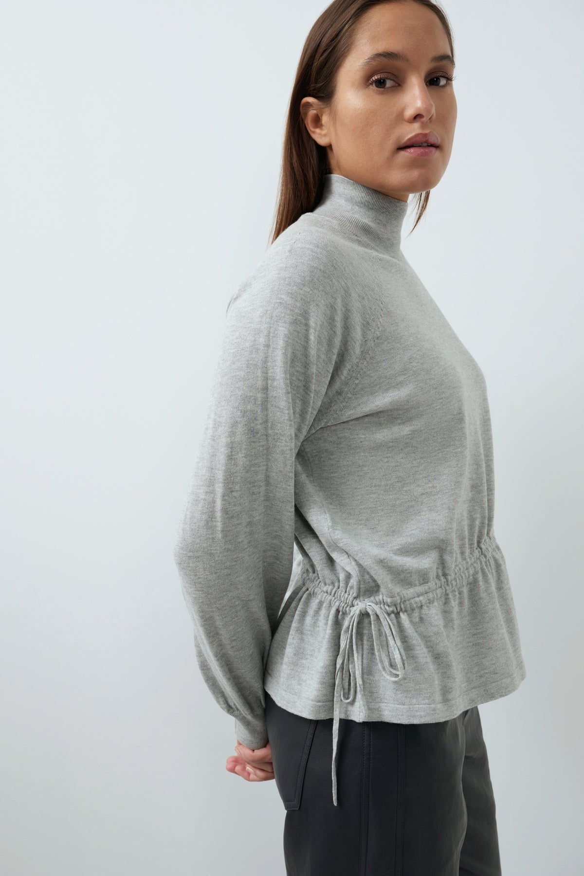 Grey Waist Cord Jumper