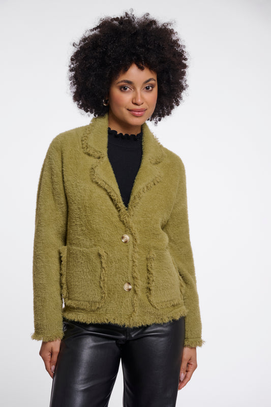 Sena Olive Tree Fringe Cardigan