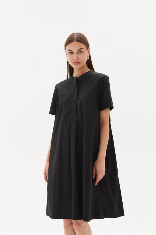 Black Half Placket Dress