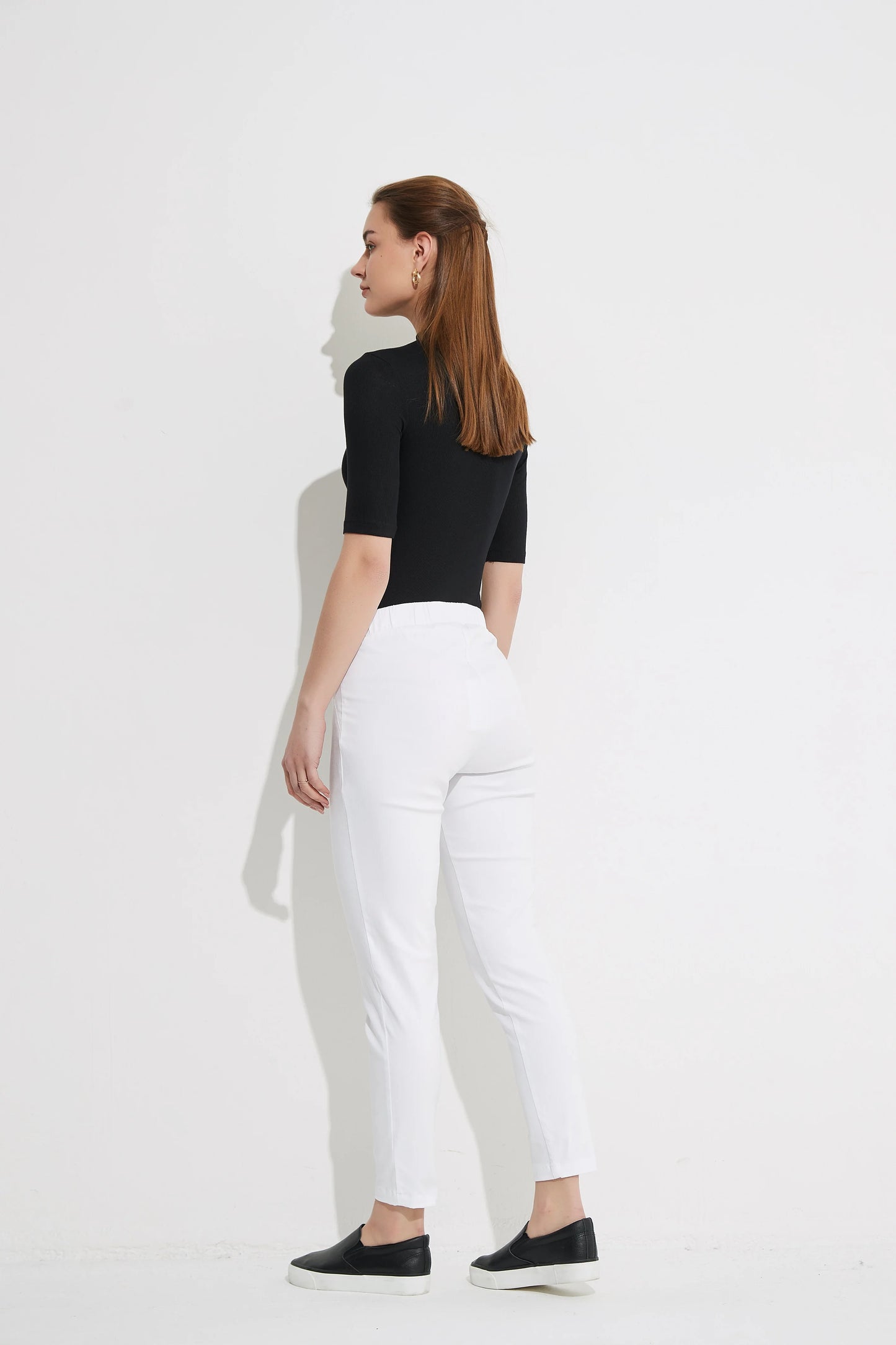 White Crop Straight Pant