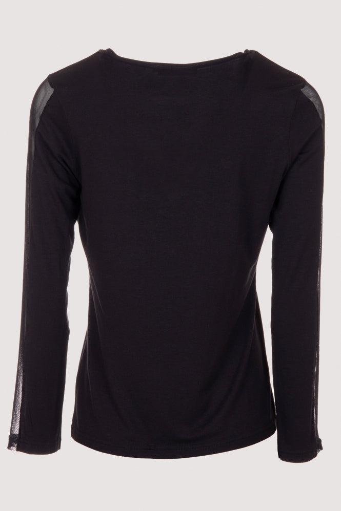 Mesh Sleeve Black Top
