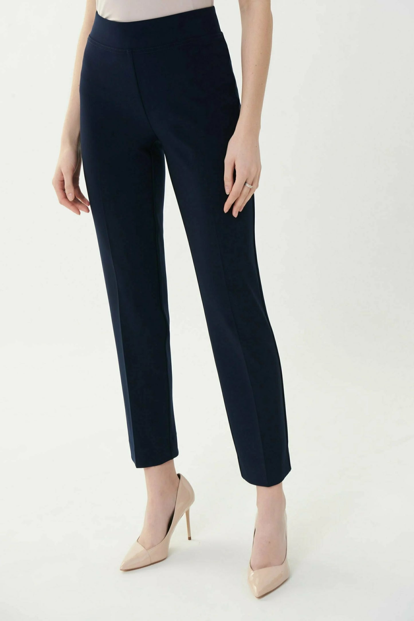 Straight Slim Blue Trousers with Slit on the Back 143105