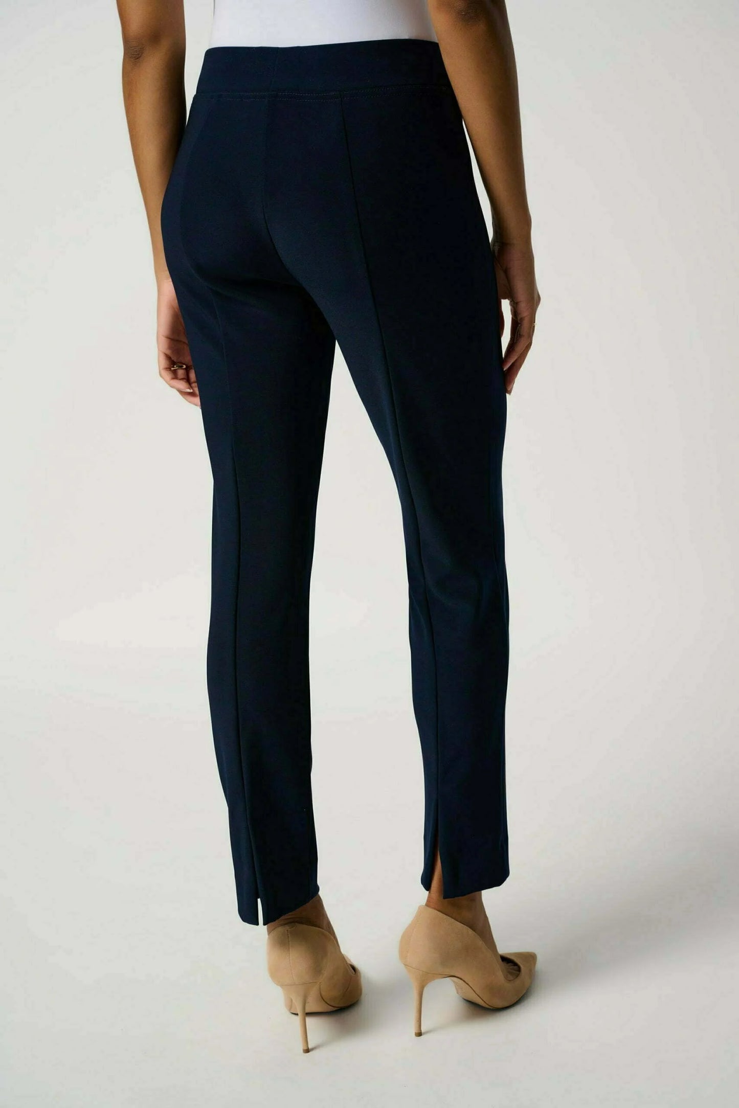 Straight Slim Blue Trousers with Slit on the Back 143105