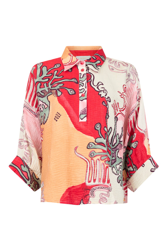Red Print Blouse