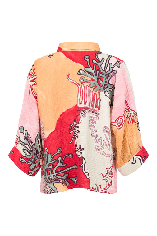 Red Print Blouse