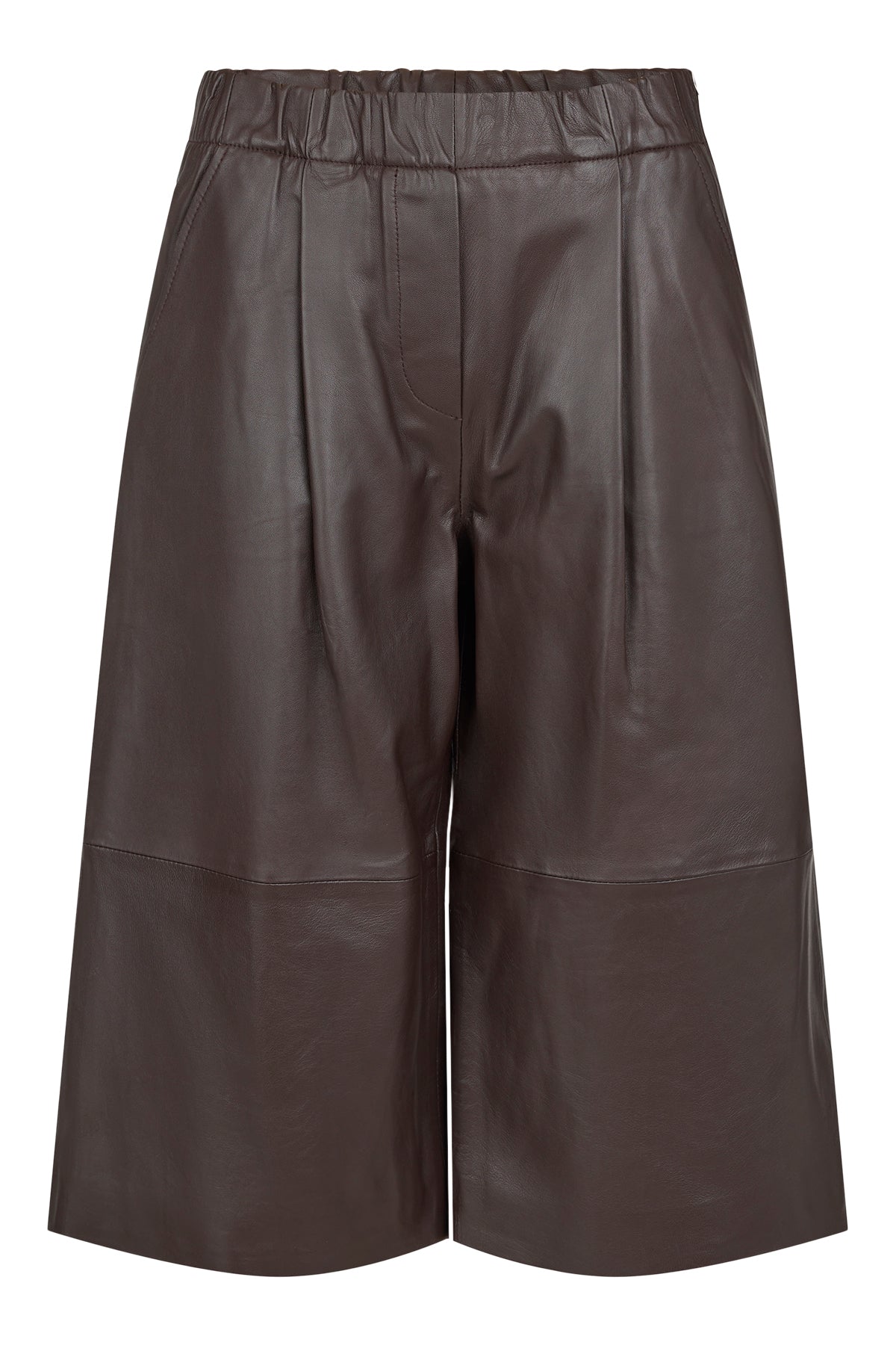 Brown Leather Cropped Trouser