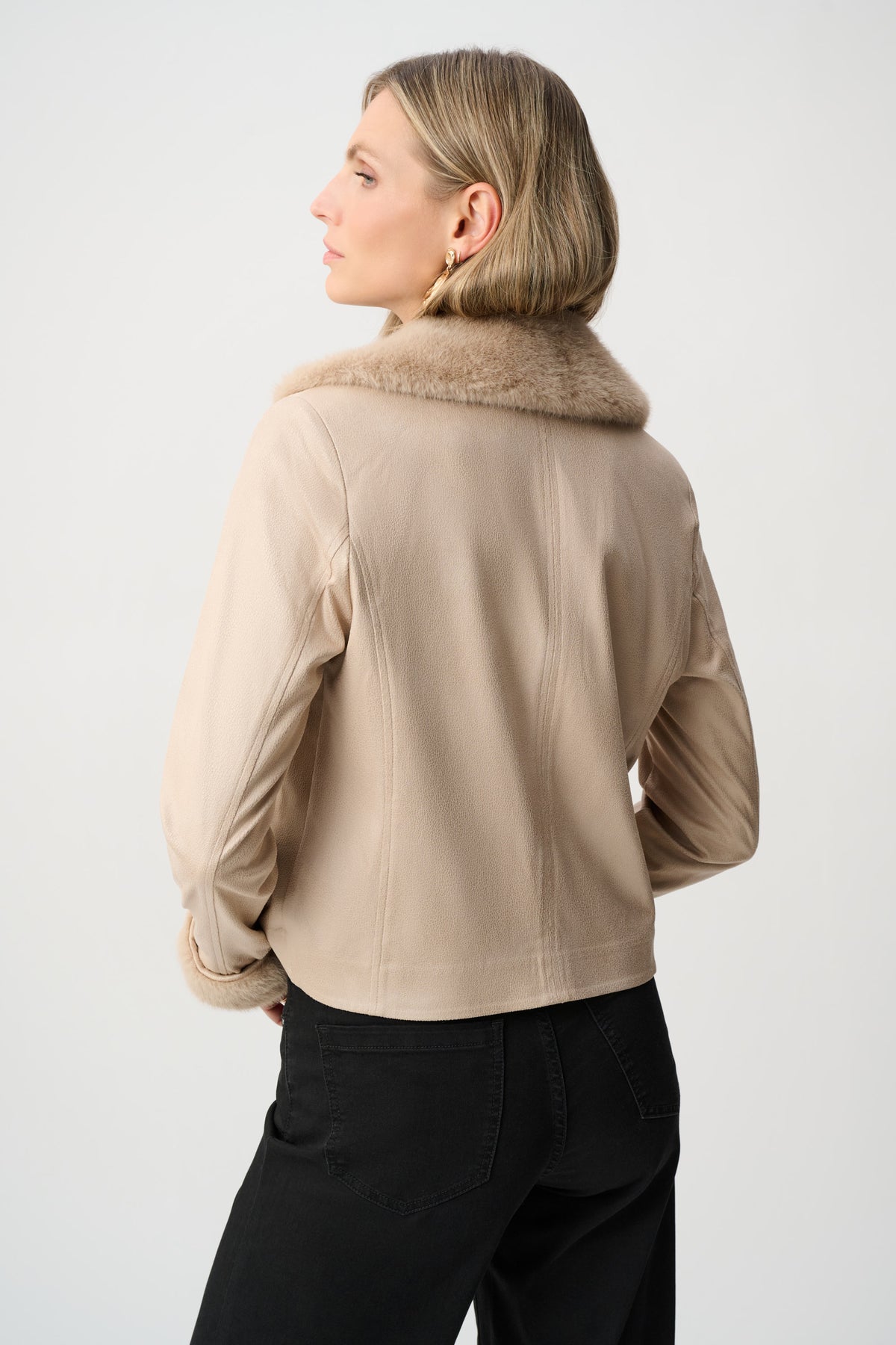 Cream Faux Fur Collar Jacket 263909
