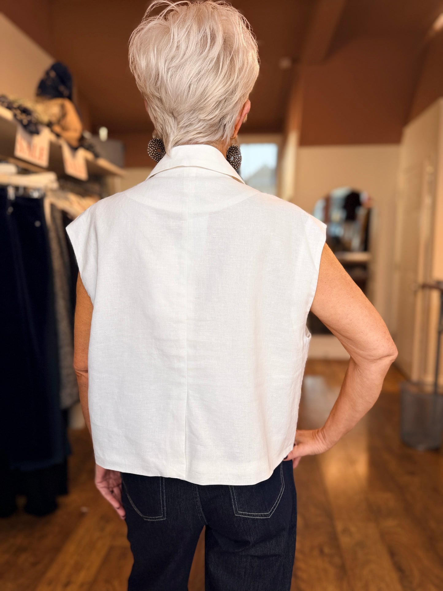 White Linen Bow Jacket
