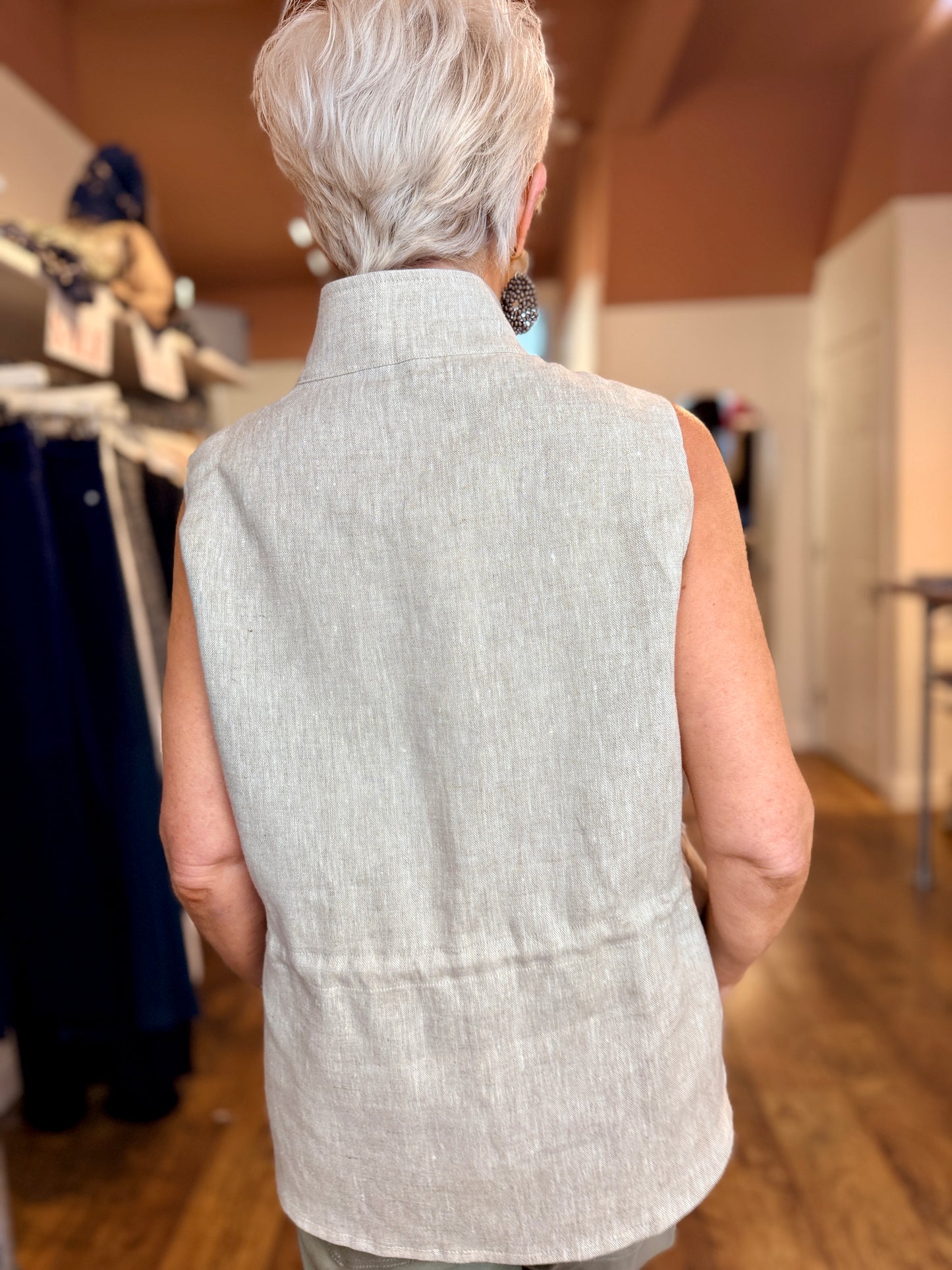 Sand Woven Sleeveless  Jacket