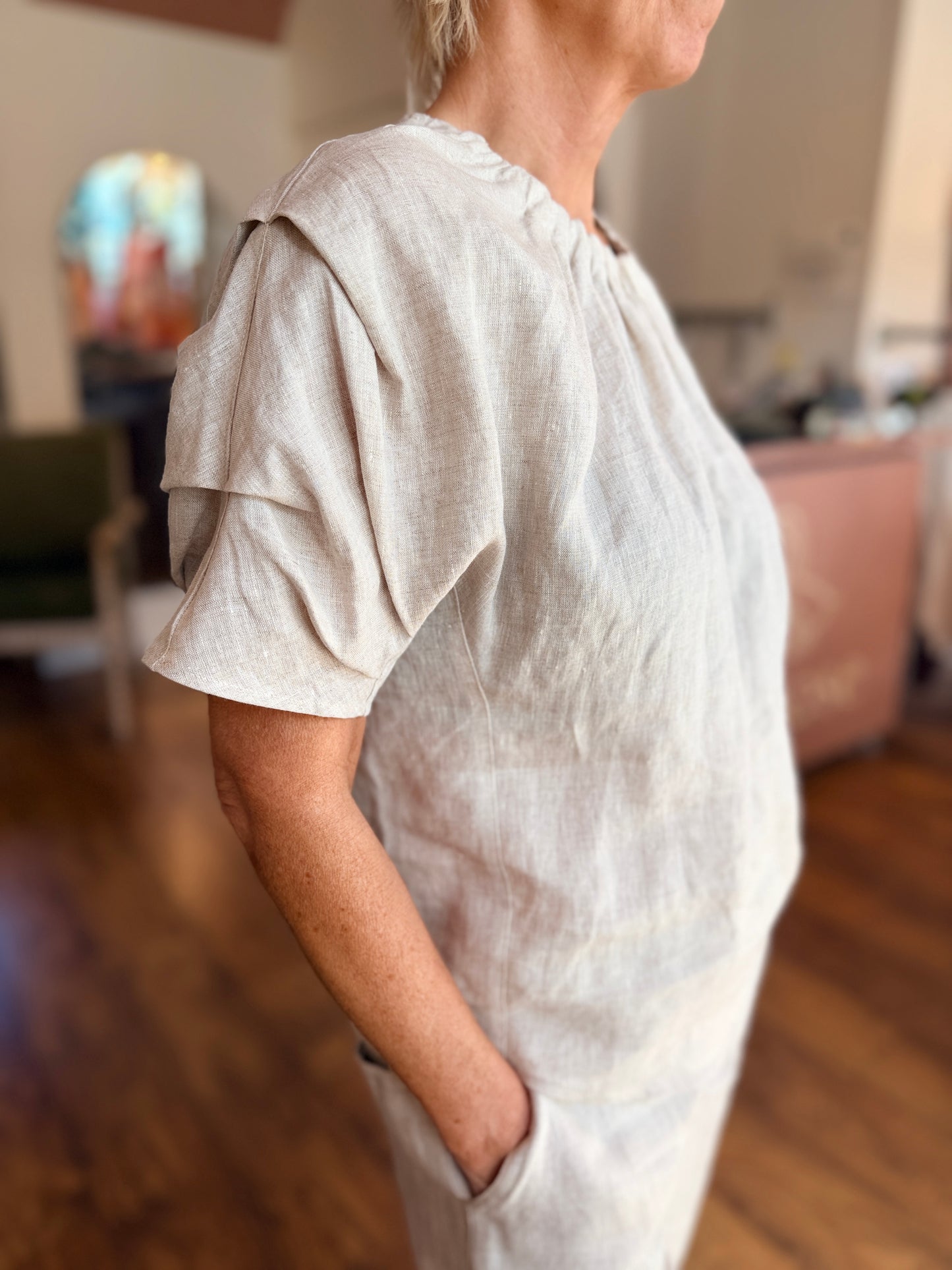 Pleat Greet Sandy Marl Top