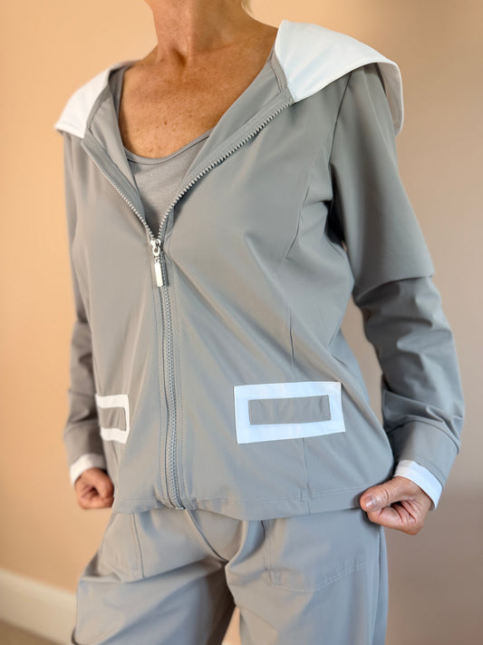 Taupe White Short Jacket