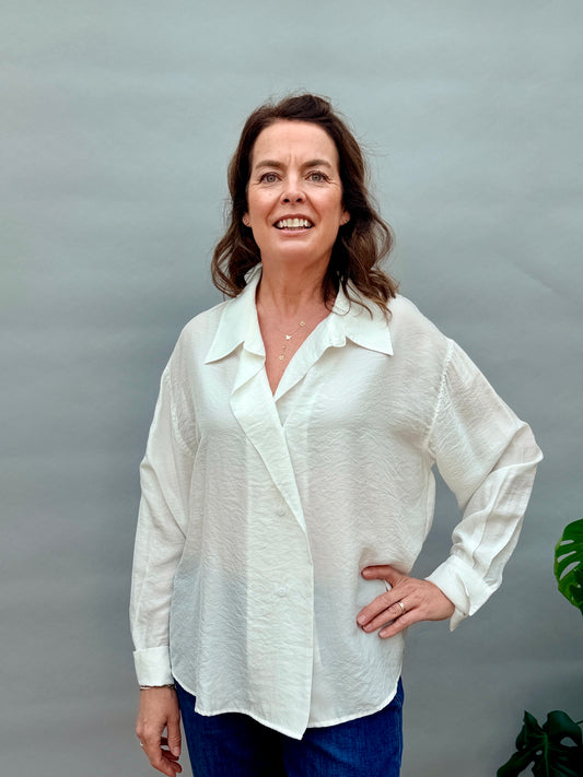 White Woven Button Shirt