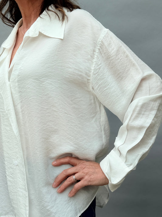 White Woven Button Shirt