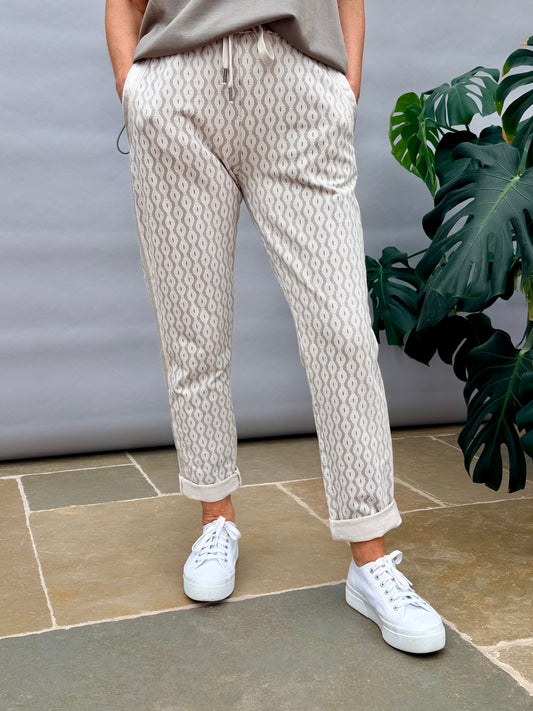 Beige Print Jogger