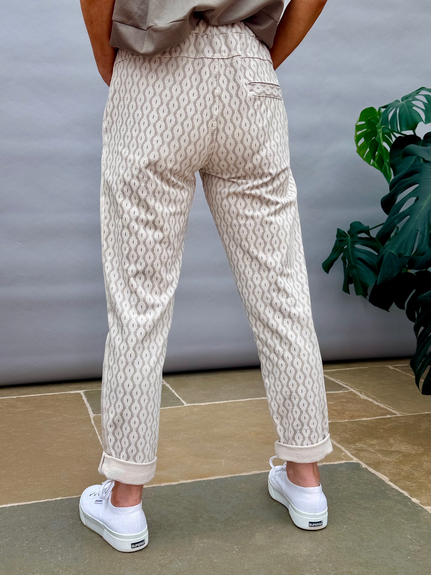 Beige Print Jogger