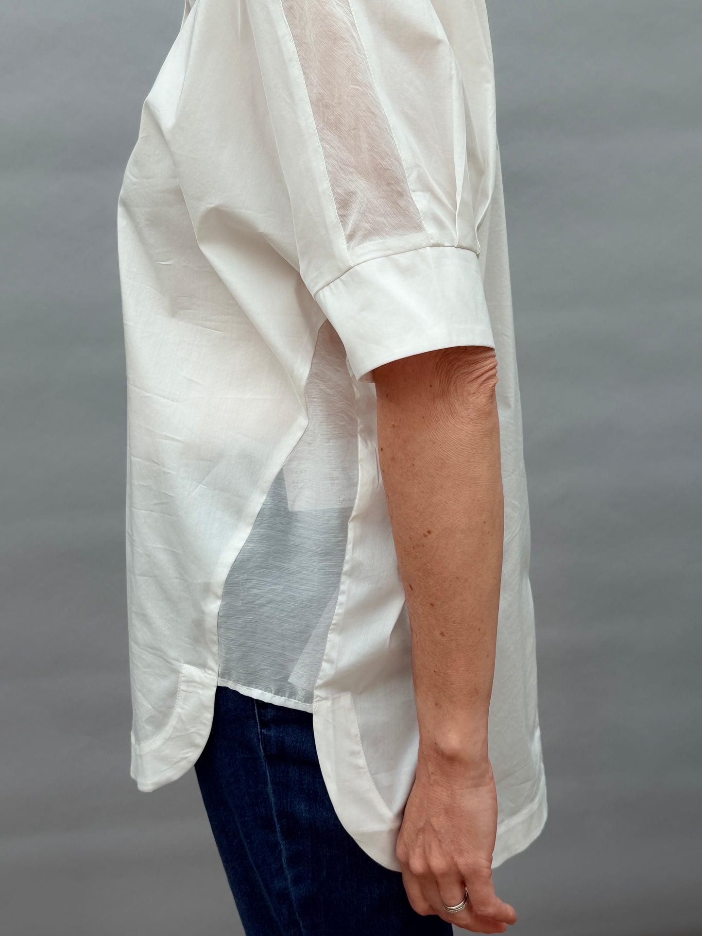 White Woven Short Sleeve Shirt