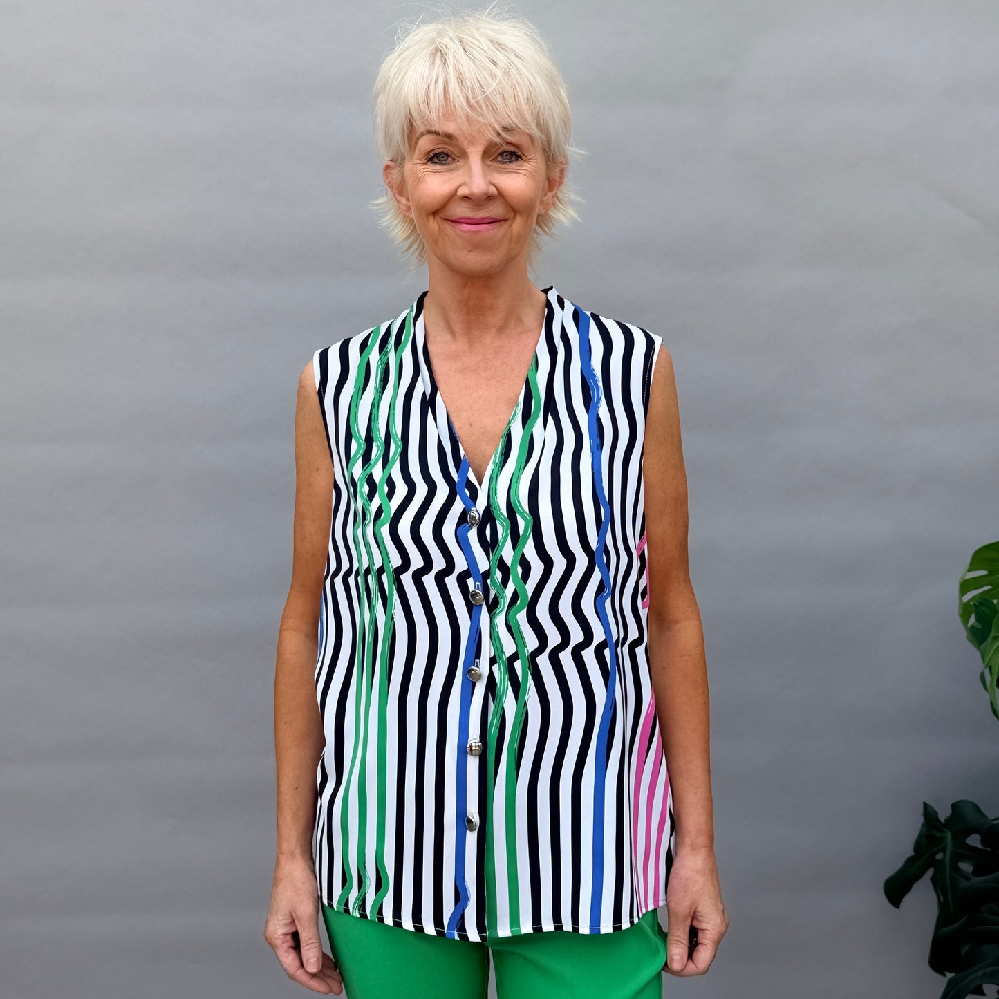 Striped V Neck Top 262241