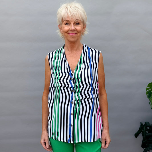 Striped V Neck Top 262241