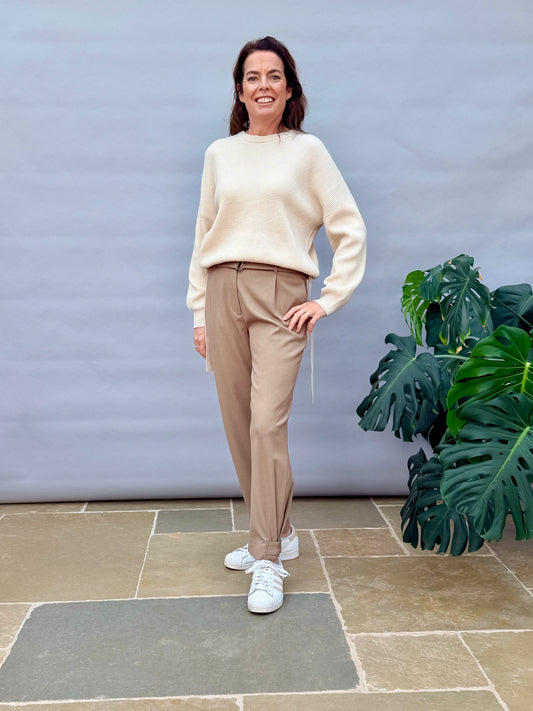 Taupe Double Belt Trouser