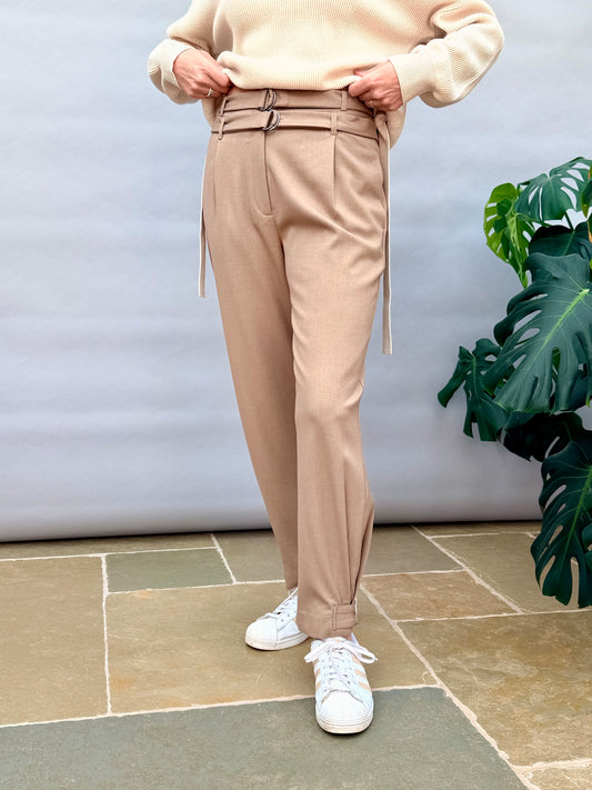 Taupe Double Belt Trouser