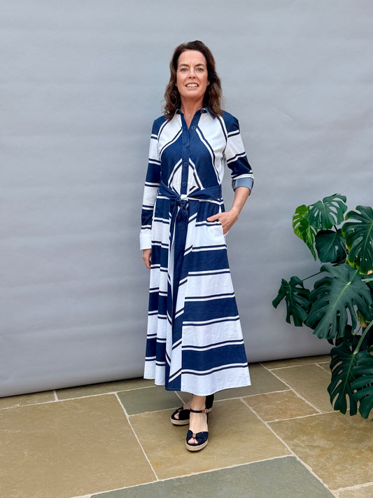 Shirt Dress Navy &White 261936