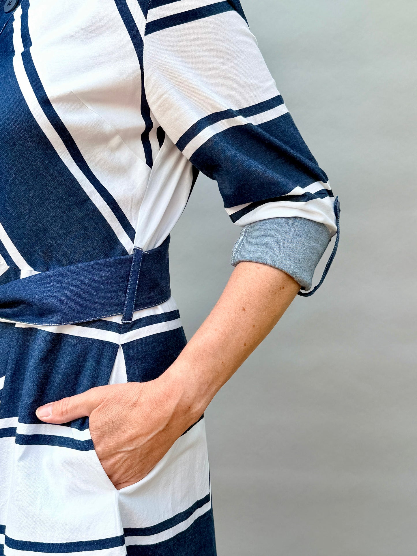 Shirt Dress Navy &White 261936