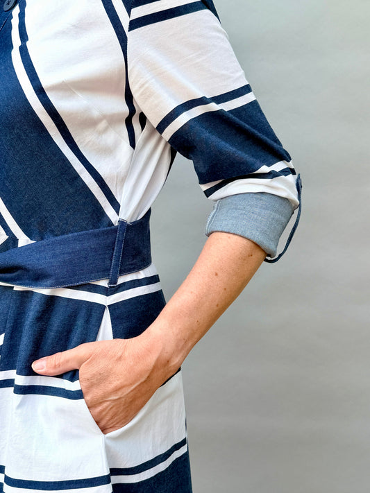 Shirt Dress Navy &White 261936