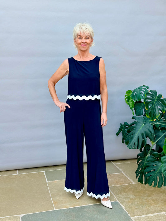 Navy Jumpsuit White Curve Detail 262144