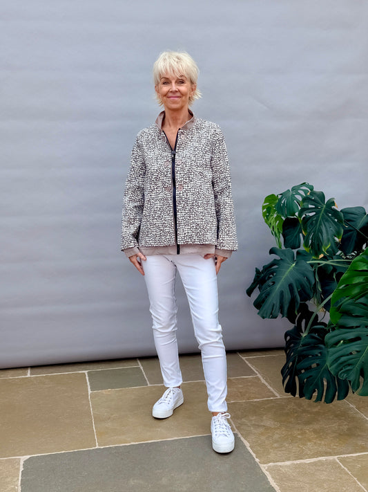 Taupe Print Double Jacket