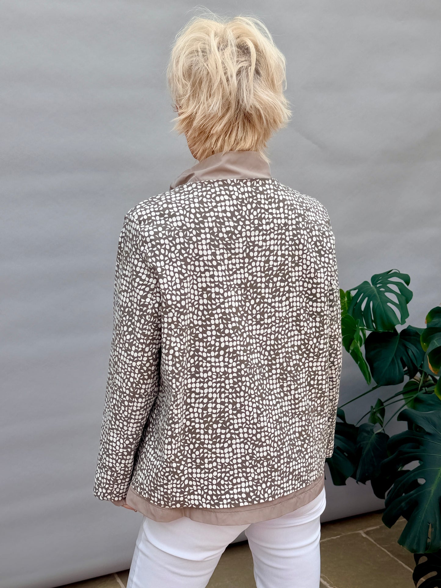 Taupe Print Double Jacket