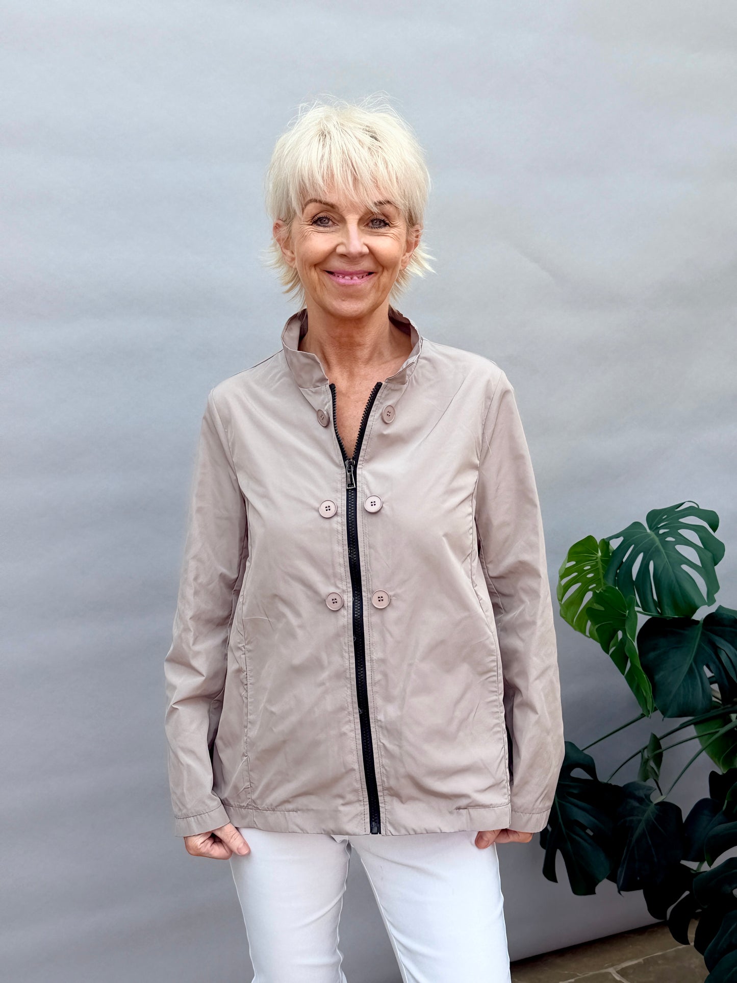Taupe Print Double Jacket