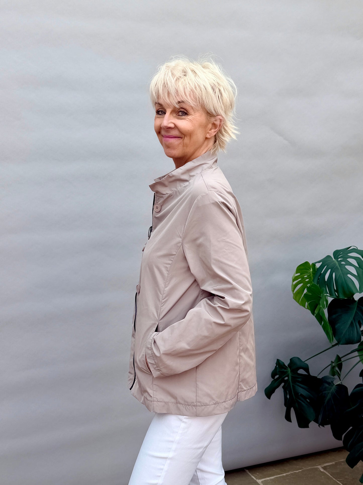 Taupe Print Double Jacket
