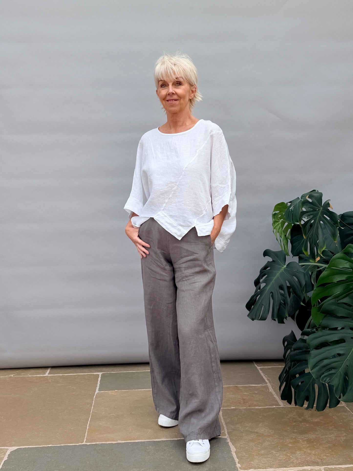Yustina White Linen Top
