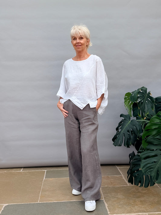 Yustina White Linen Top